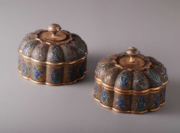 Pair of Filigree Boxes and Covers